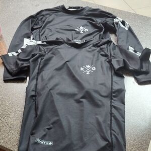 Black Long Sleeve Rash Guard, One Long Sleeve, One Short Sleeve